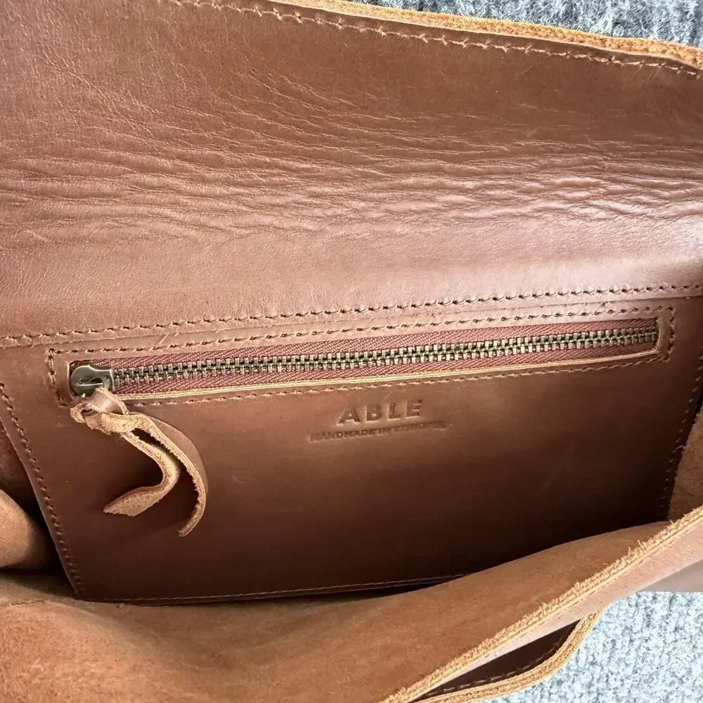 Able Mare Handle Clutch Leather Bag Brown Minimalist Handmade Ethiopia Boho